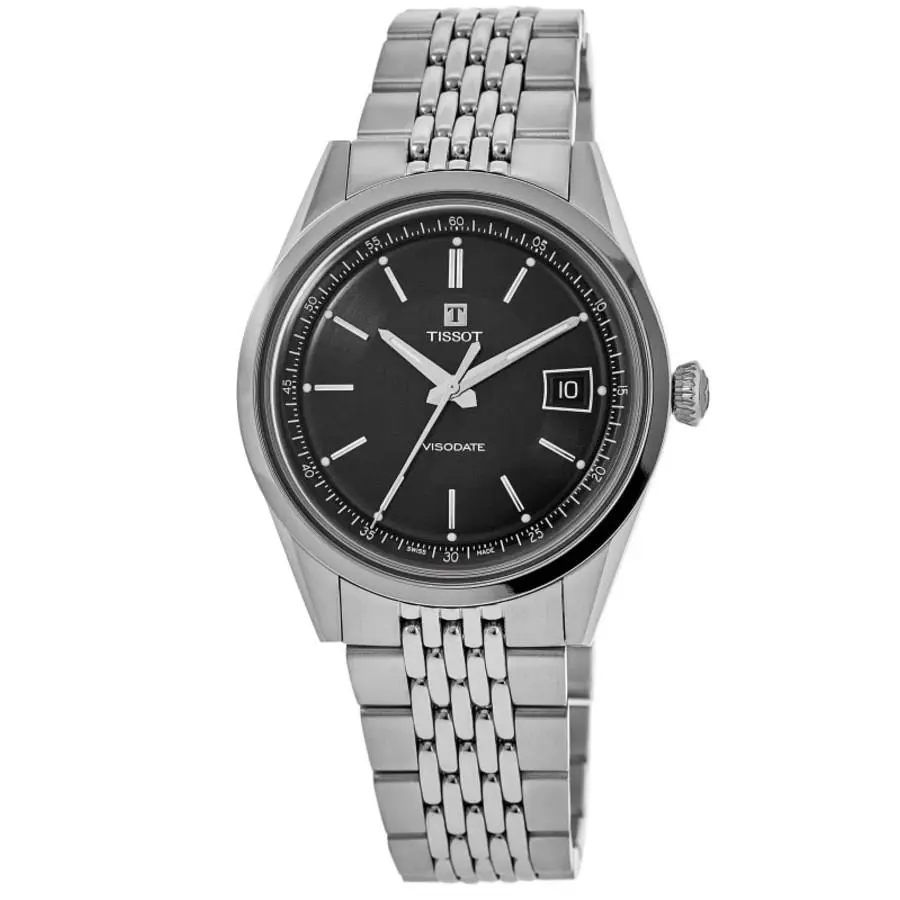 Tissot Visodate 39mm Black Dial Stainless Men`s Watch T157.407.11.051.00 - Black / Silver, Face: Black, Dial: Black