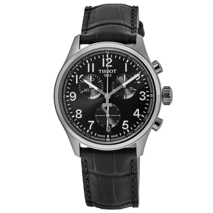Chrono L 42mm Black Dial Leather Strap Men`s Watch T116.417.16.052.00 by Tissot