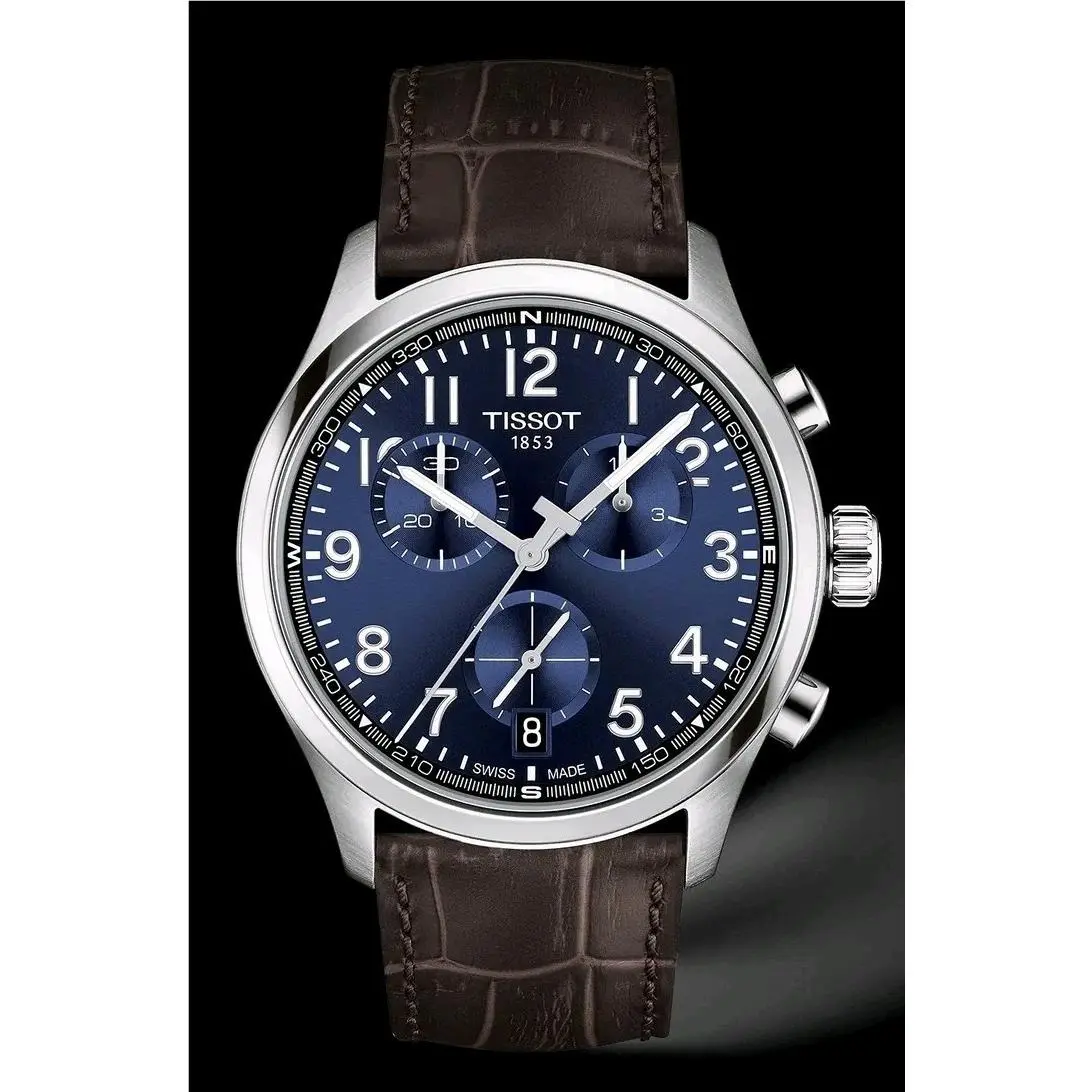 Tissot Chrono L Quartz 42mm Blue Dial Leather Men`s Watch T116.417.16.042.00 - Dial: Blue, Band: Brown, Bezel: Silver