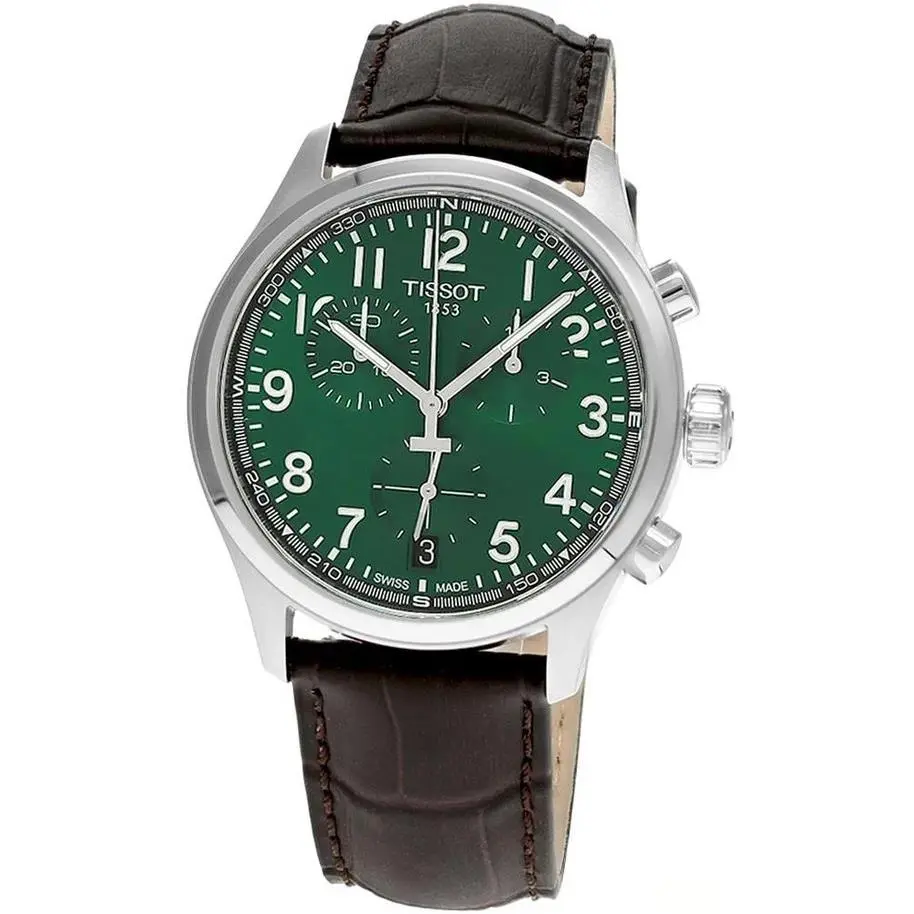 Tissot Chrono L Quartz 42mm Green Dial Leather Men`s Watch T1164171609200