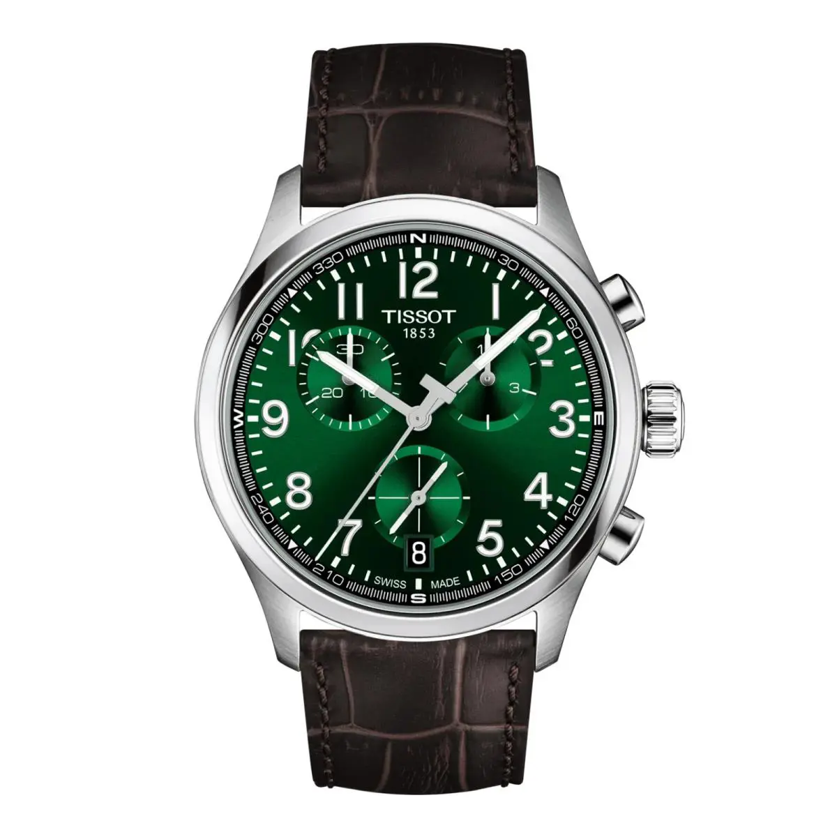 Tissot Chrono L Green Dial Leather Band Men`s Watch T1164171609200