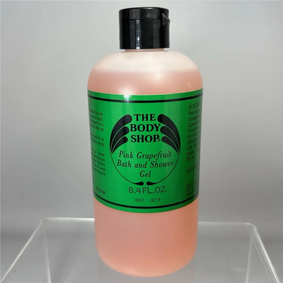 Vtg The Body Shop Pink Grapefruit Shower Gel Green Label 8.4oz Rare by THE BODY SHOP