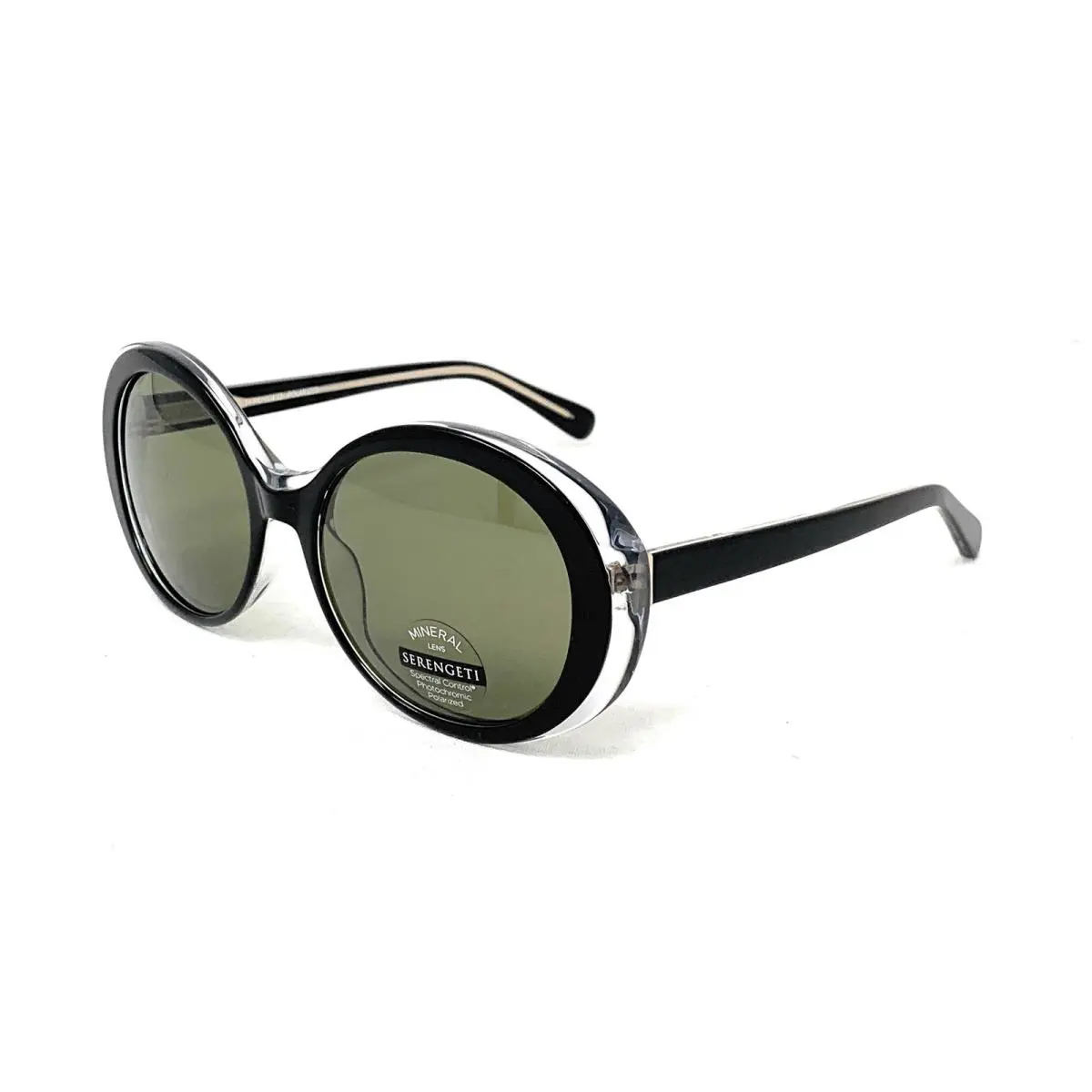 Serengeti Bacall SS541001 Women`s Polarized Crystal Black Drivers Glass 55mm - Crystal Black, Frame: Crystal Black, Lens: Green