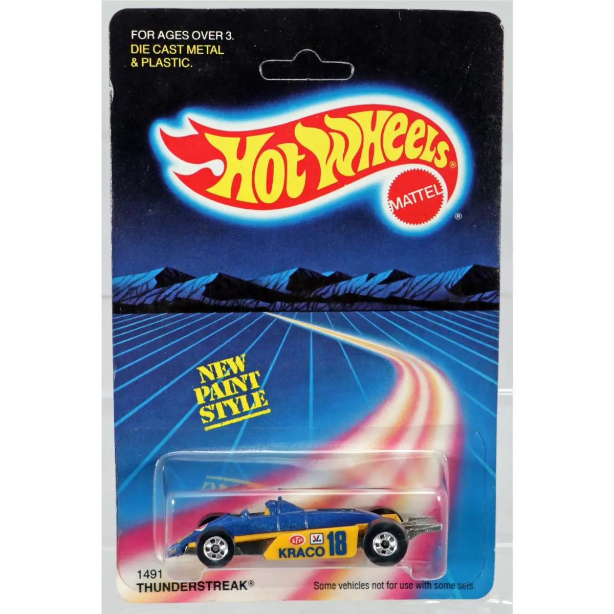 Vintage Hot Wheels Thunderstreak Paint Style - 1491 Nrfp 1986 Blue/yellow