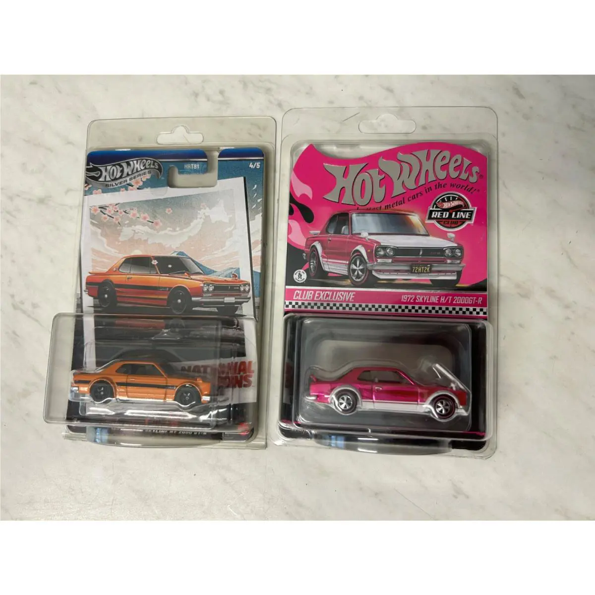 Hot Wheels Rlc 72 Skyline H/t 2000GT-R Spectraflame Pink + 71 Silver Series