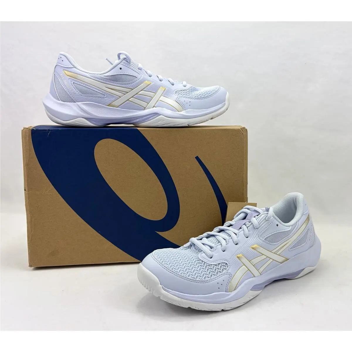 Asics Gel-rocket 12 Volleyball Shoes Blue Fade/champagne Women`s 8.5