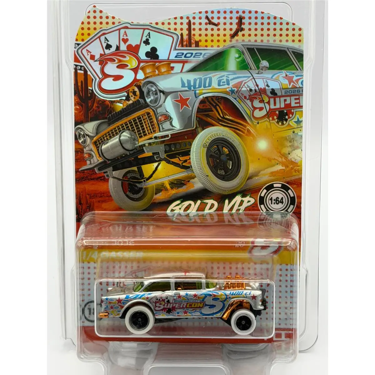2026 Diecast Supercon `55 Belair Gasser Gold Vip Set Car 1 of 4