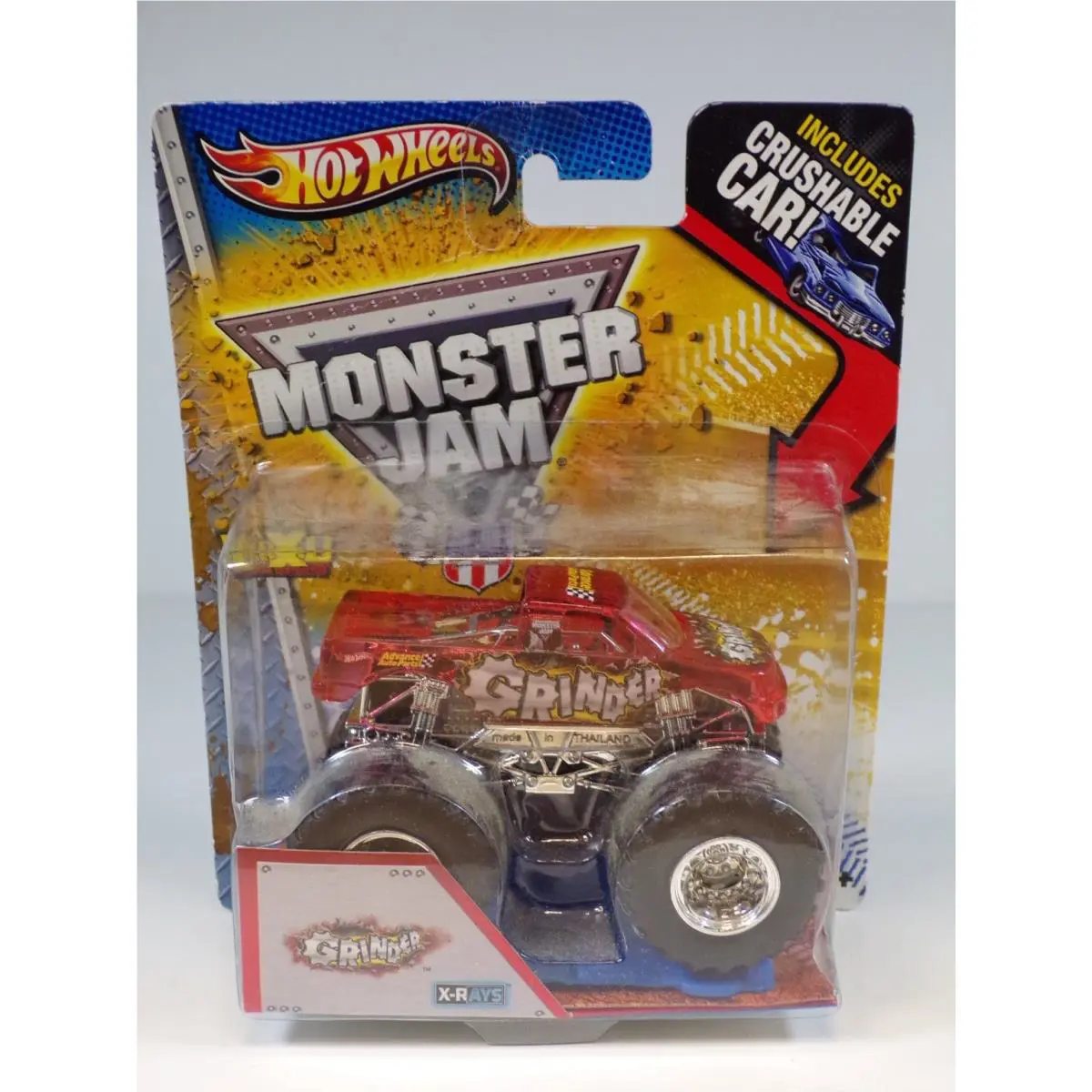 Hot Wheels Grinder Monster Jam Truck 2012 1:64 w/ Crushable Car X-rays Diecast