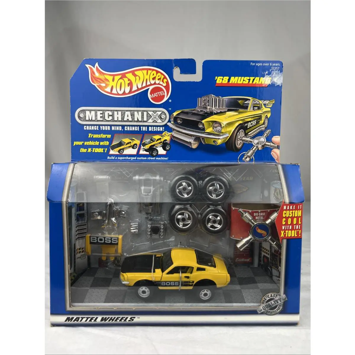Hot Wheels Mechanix 1968 Mustang Yellow Black Customizable Diecast Model Car