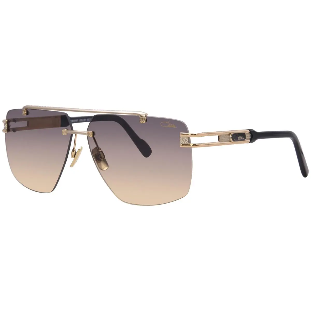 Cazal 9107 001 Sunglasses Black/gold/brown Gradient AR Coated Lenses Pilot 62mm