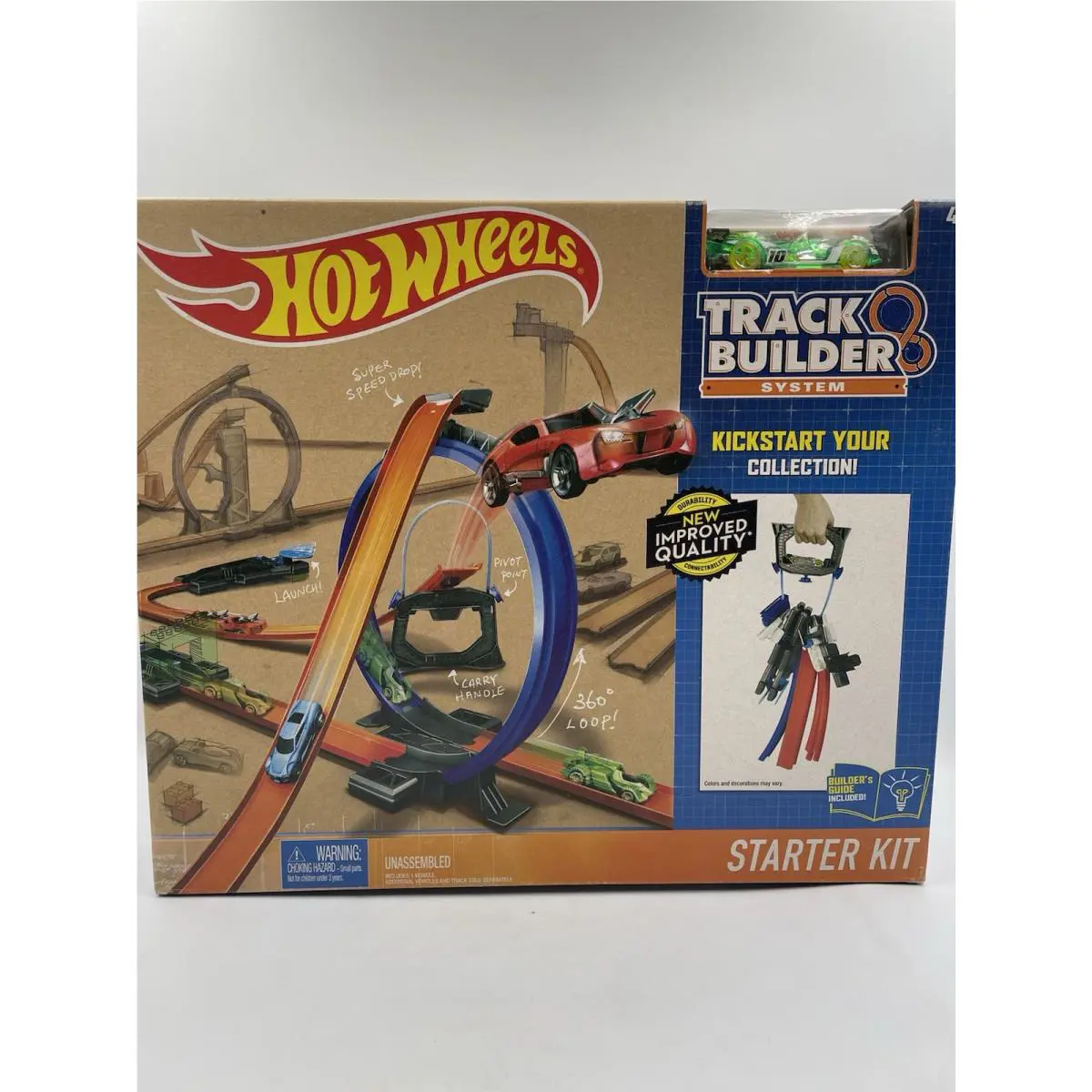 Hot Wheels Track Builder Stunt Kit Track Set + Car - Build Your Own Stunts