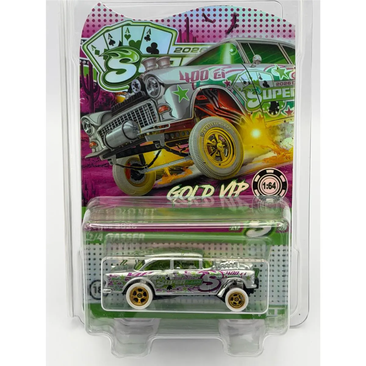 2026 Diecast Supercon `55 Belair Gasser Gold Vip Set Car 2 of 4