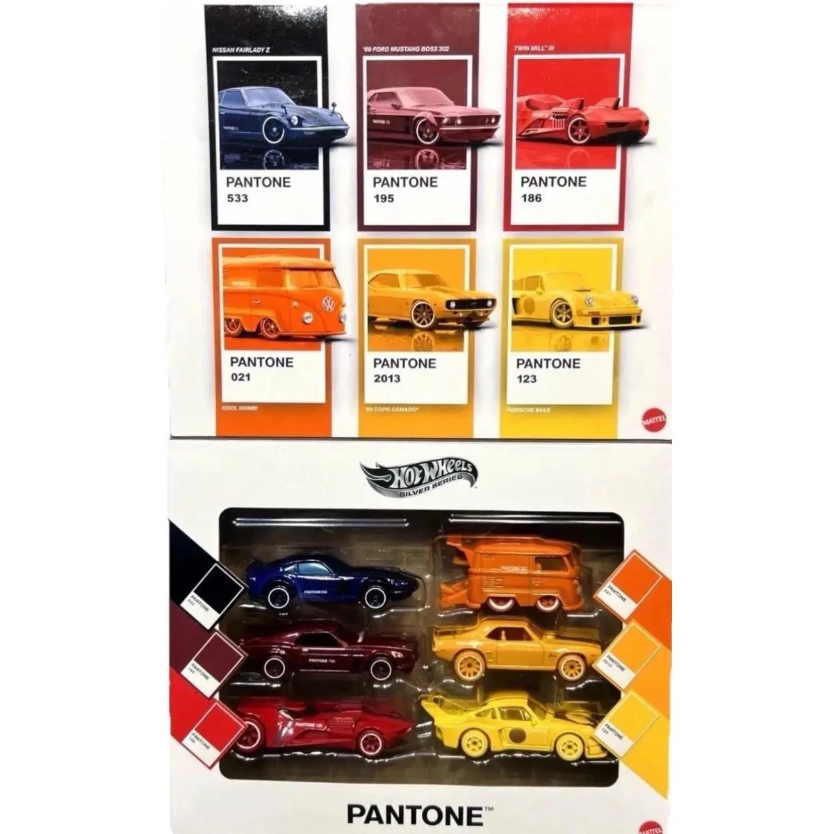 Hot Wheels Pantone Set 6 Car Silver Series Boxed VW Kombi Porsche Mustang - Multi-Color
