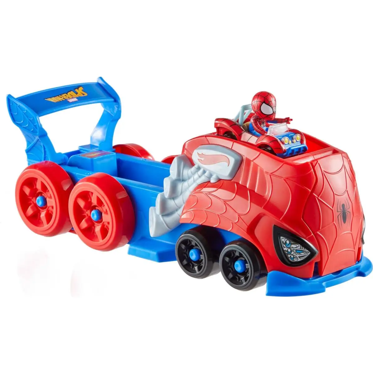 Toy Car Track Set Spider-man Large-scale Launcher and Hauler with Die-cast Race