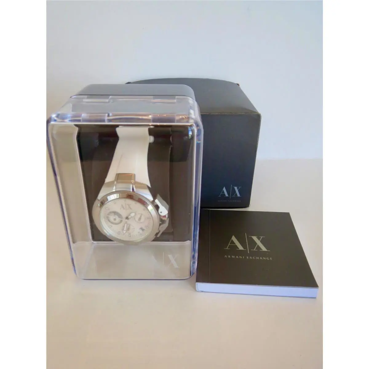 Armani Exchange Women Analog Quartz Watch w/ White Silicone Strap