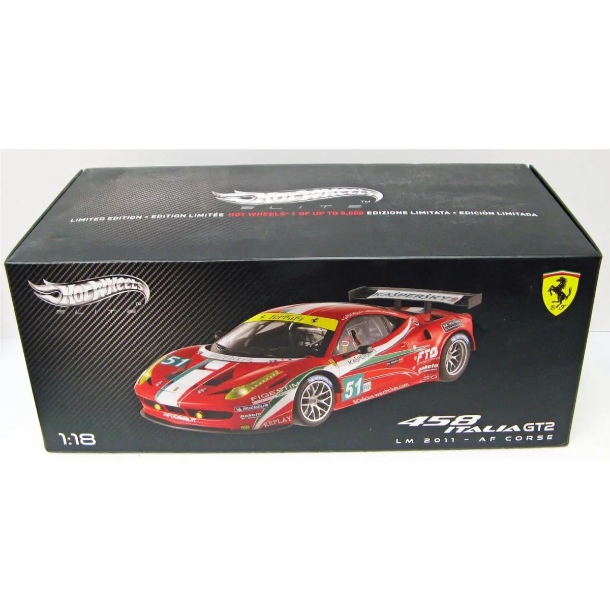 2011 Ferrari 458 Italia GT2 AF Corse 51 Le Mans 1/18 Hot Wheels Elite X5472 MB