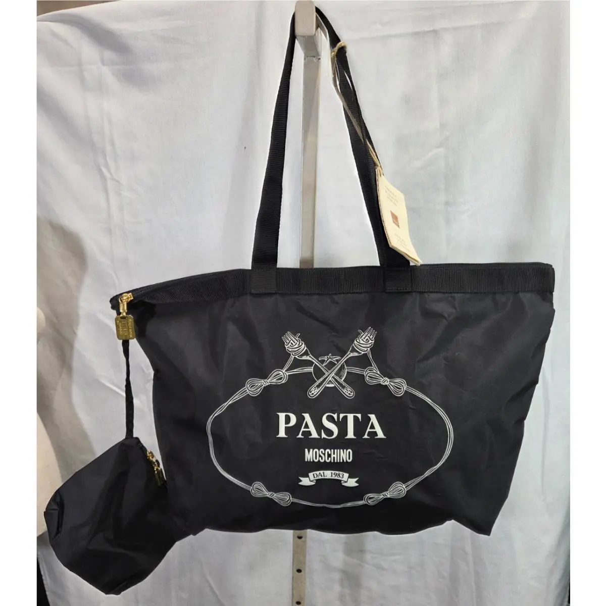 Vintage Moschino Redwall Pasta Nylon Tote Bag
