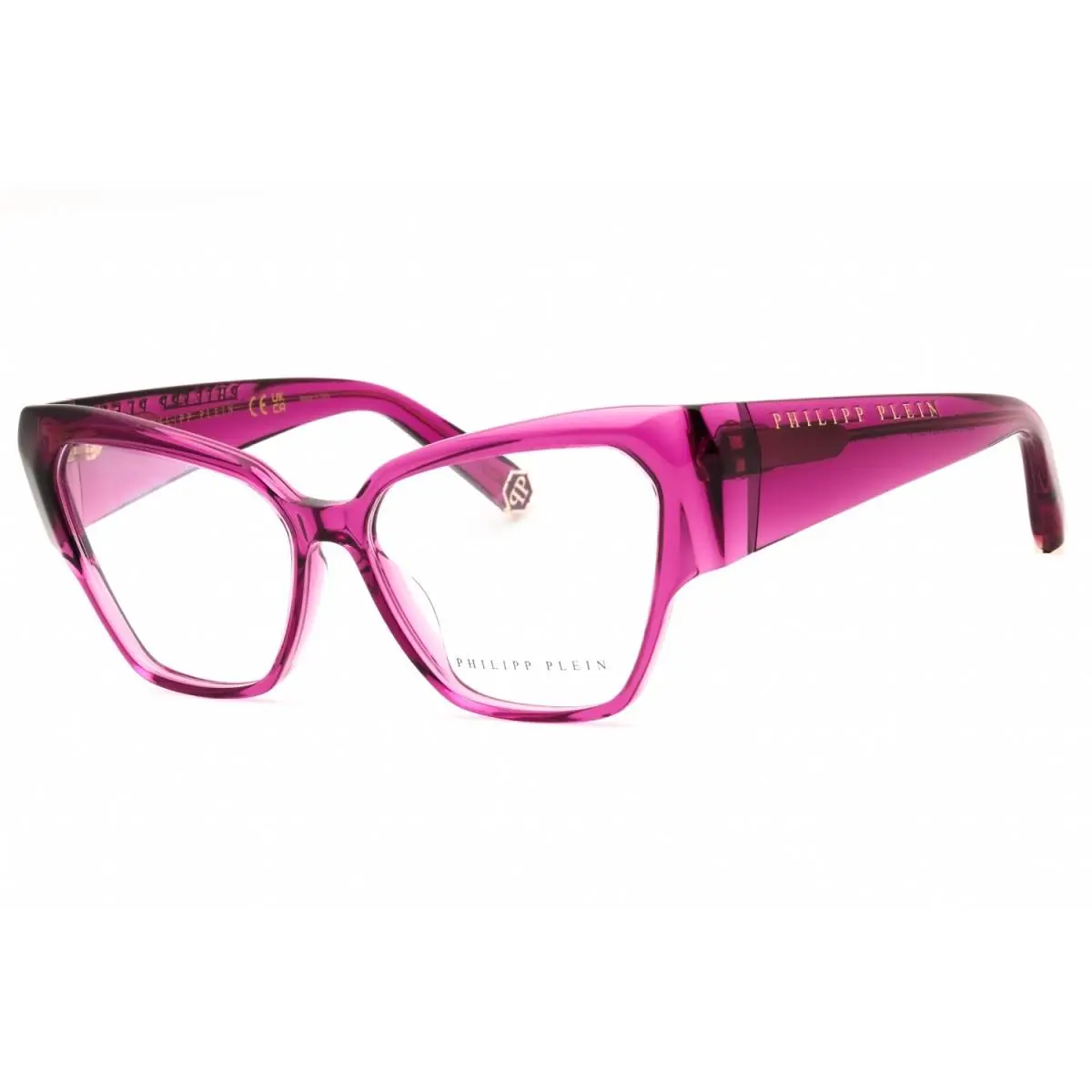 Philipp Plein VPP100 01F5 Shiny Transparent Cyclamen 55mm Eyeglasses