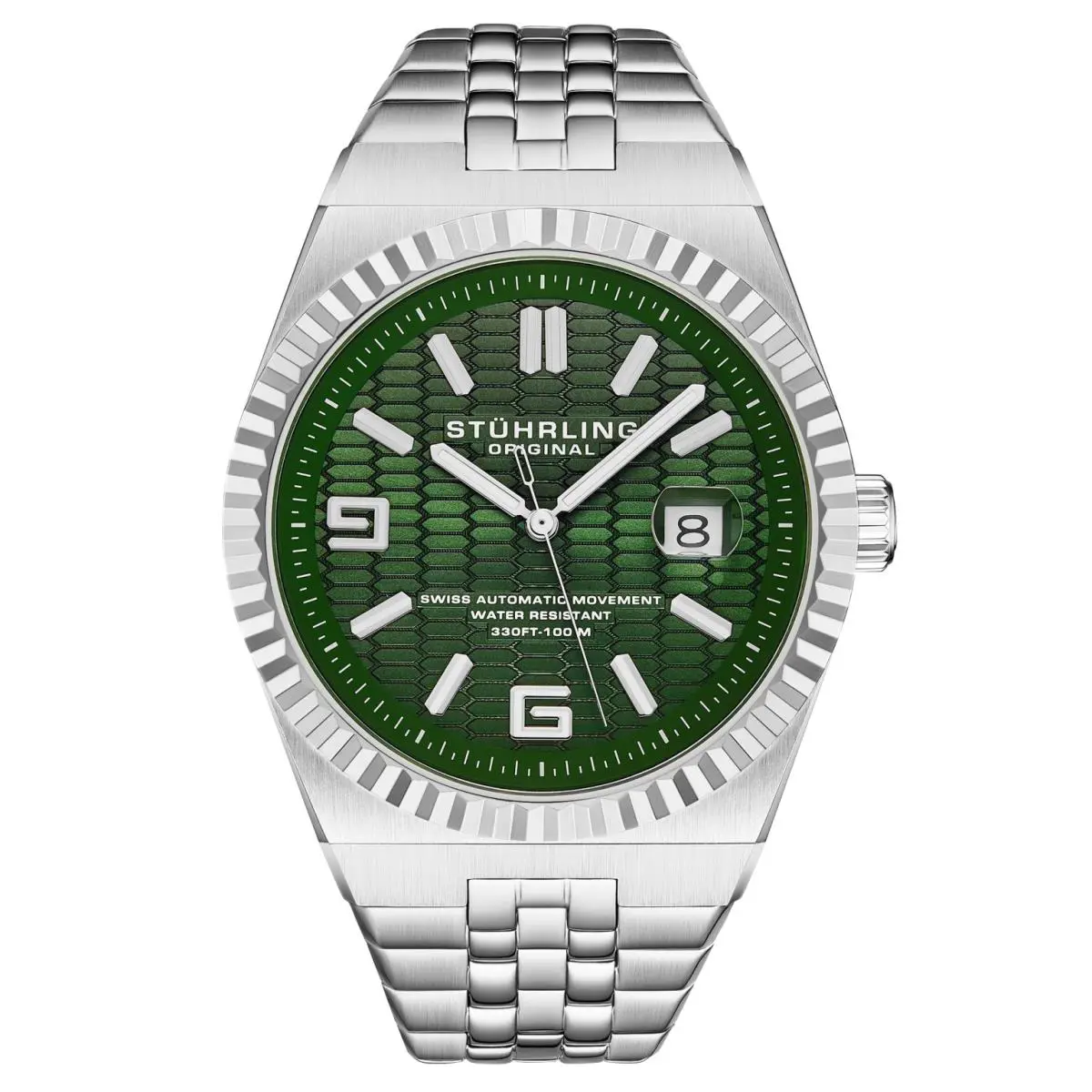 Stuhrling 1027 05 Sentinel Swiss Automatic Date Green Dial Mens Watch