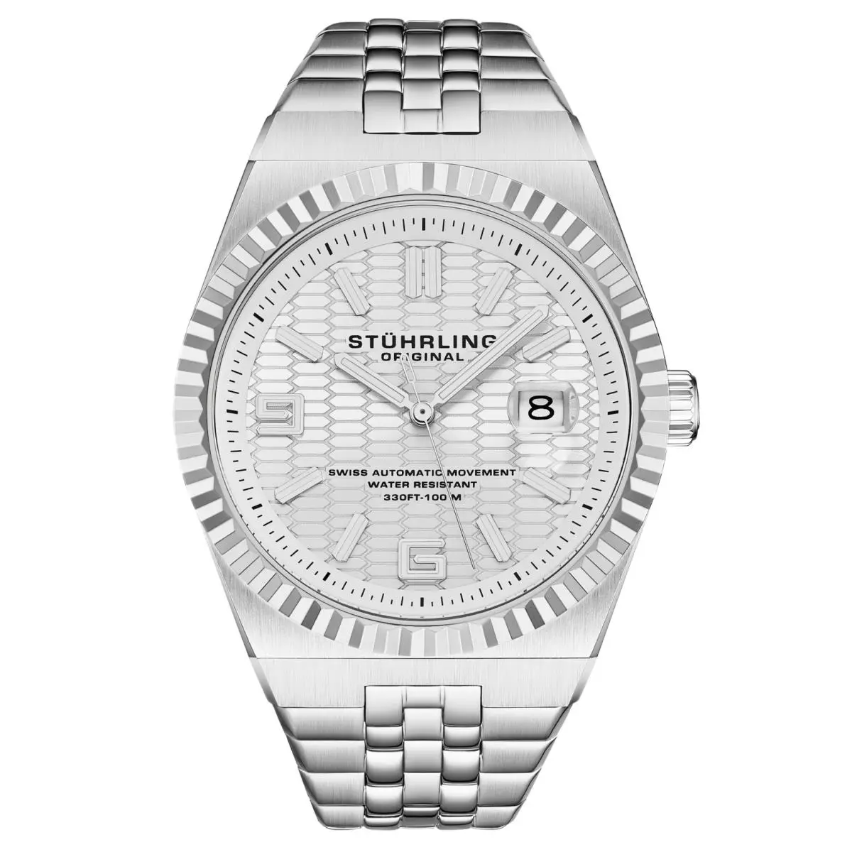 Stuhrling 1027 01 Sentinel Swiss Automatic Date Stainless Steel Mens Watch
