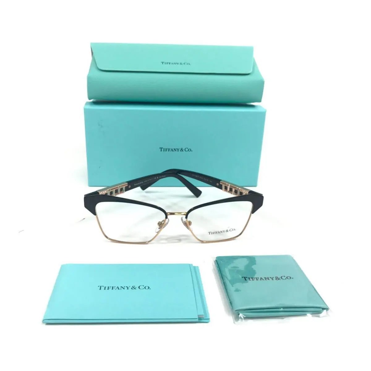Tiffany Co. Eyeglasses Frame TF1156-B 6105 Black Rose Gold Crystals 53-16-140