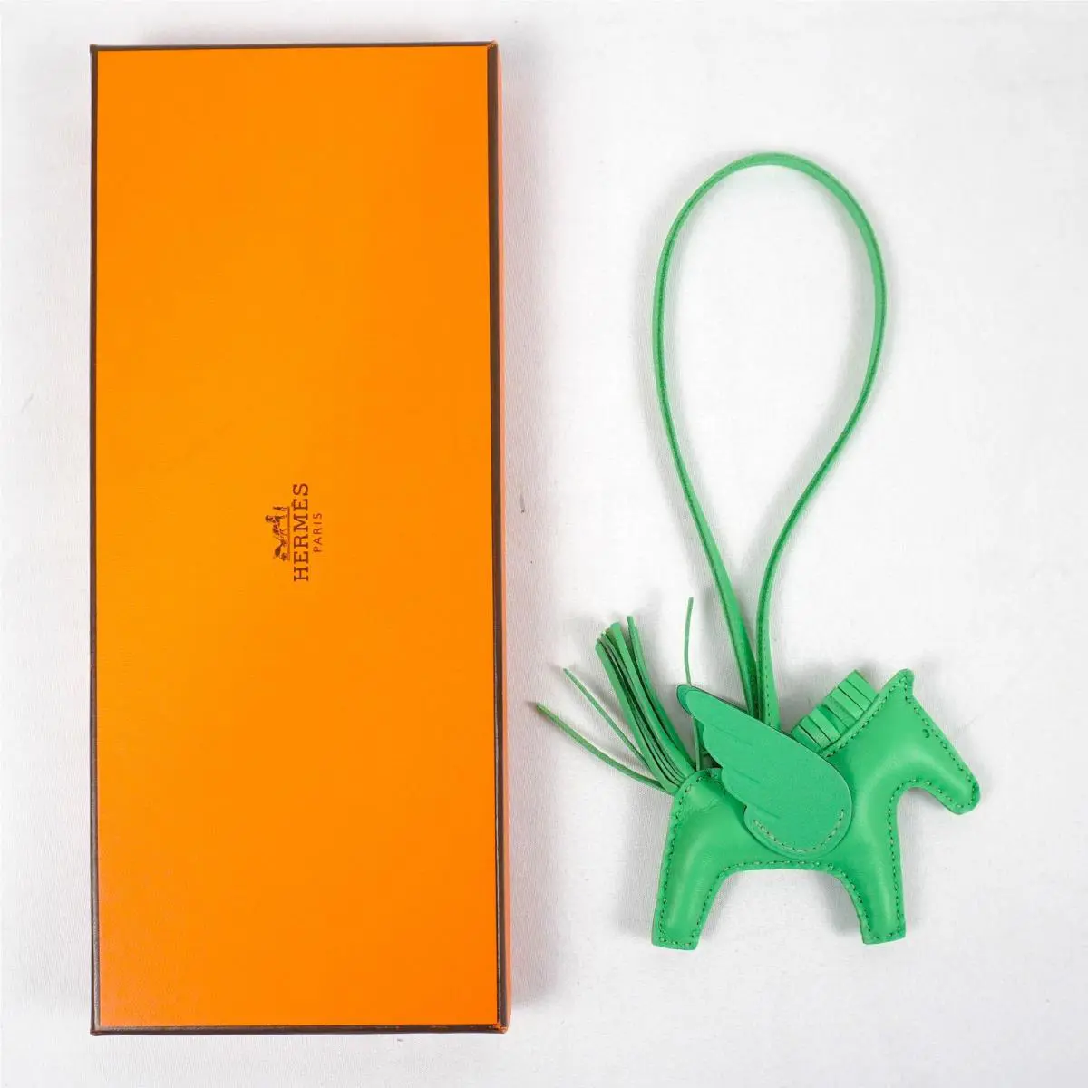 Hermes PM Pegase Rodeo Bag Charm In Vert Comics Milo Lambskin Leather