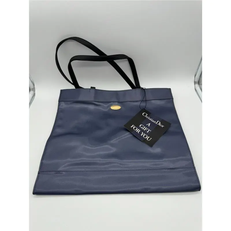 Christian  The Town Tote Blue Glitter Leather Tote Snap Closure by Dior