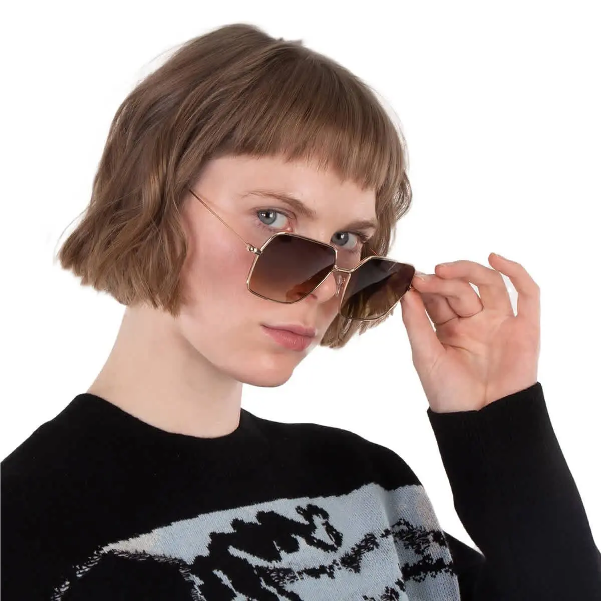 Garrett Leight Meadow Sun Olive Gradient Square Ladies Sunglasses 4067 G-dgfr/og