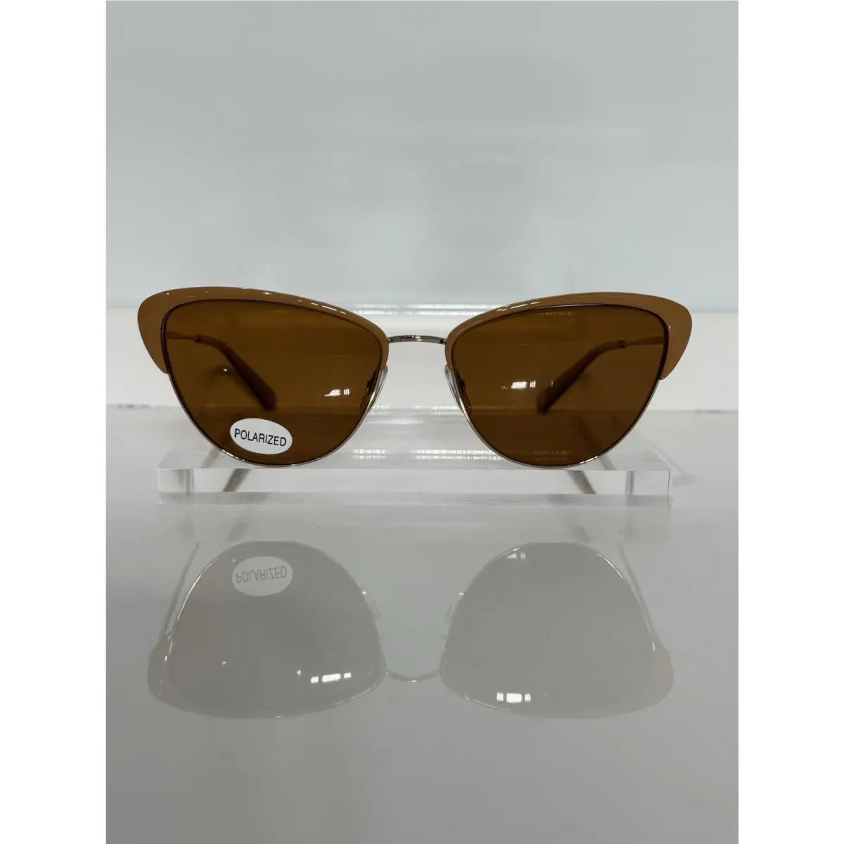 Garrett Leight Vista Brown Gold Cateye Custom Brown Polarized Sunglasses