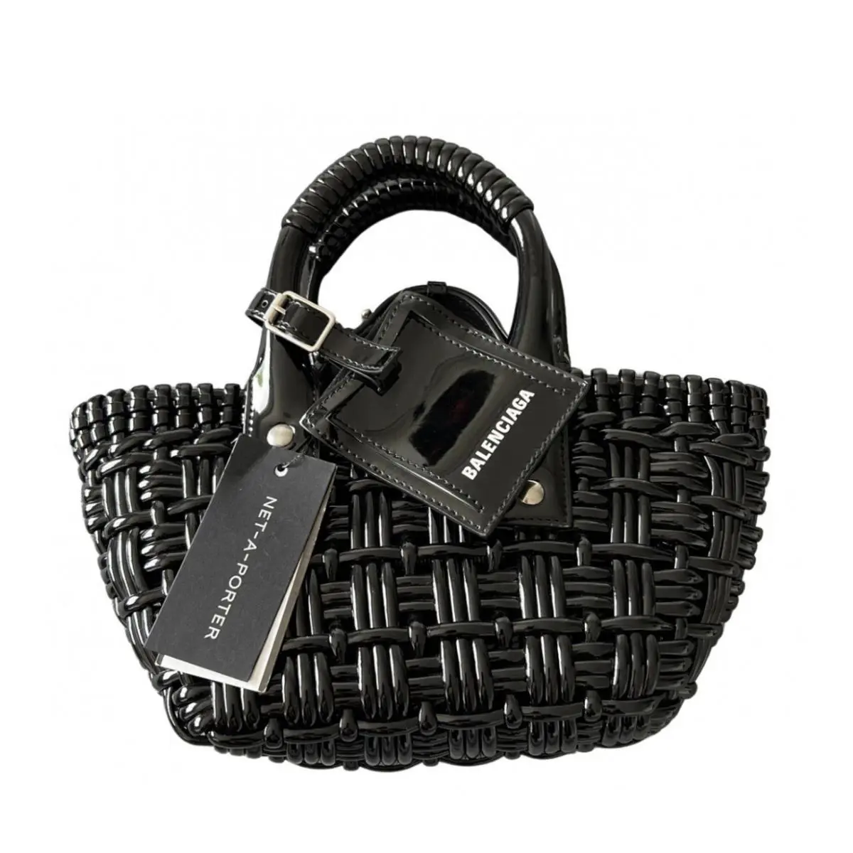 Balenciaga Bistro XS Basket Tote Crossbody Shoulder Bag 671342 Patent Leather