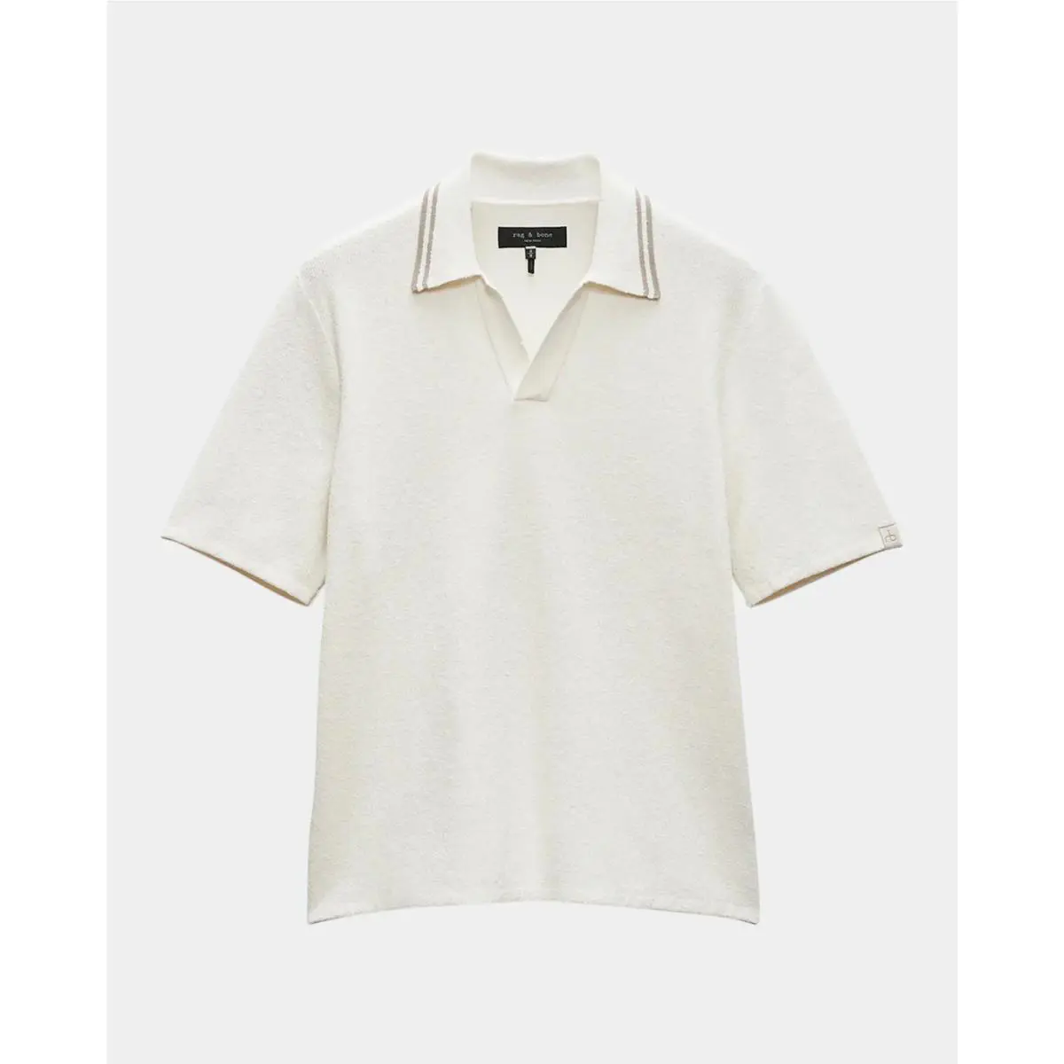 Rag Bone Polo Shirt Mens Medium Off White V-neck Johnny Zuma Toweling