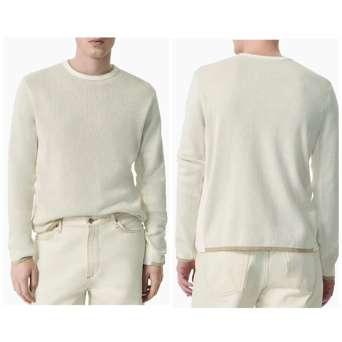 Rag Bone Harvey Rib Crewneck Shirt In Ivory Size: Xxl