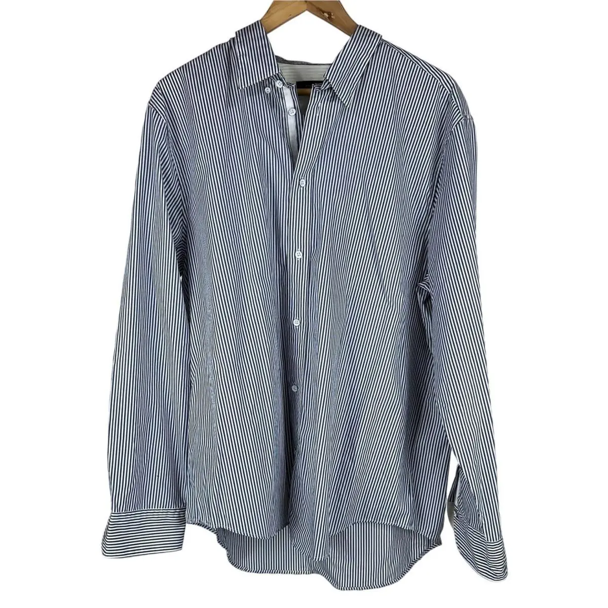 Rag Bone Striped Cotton Oxford Shirt Blue and White Men`s Size Xxl