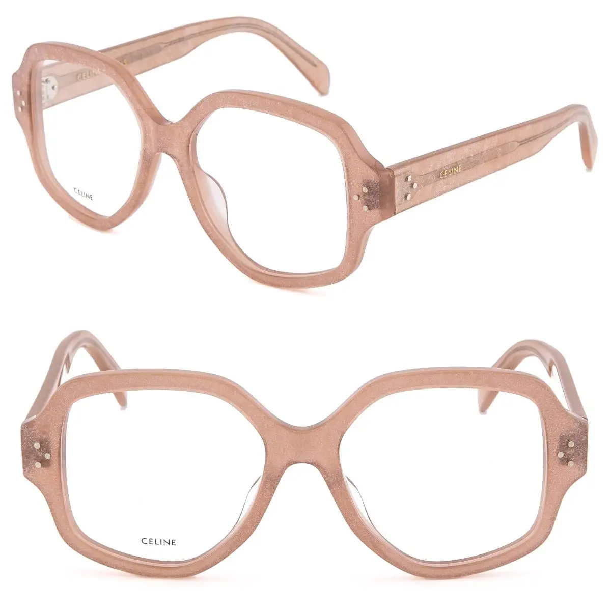 Celine 50135 Bold 3 Dots Pink Glitter Optical Eyeglass CL50135I 074 53mm