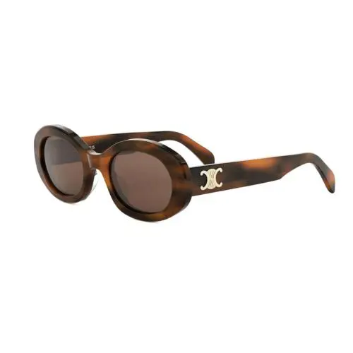 Celine Triomphe CL40194U 53E Shiny Havana/smoke Oval Women`s Sunglasses