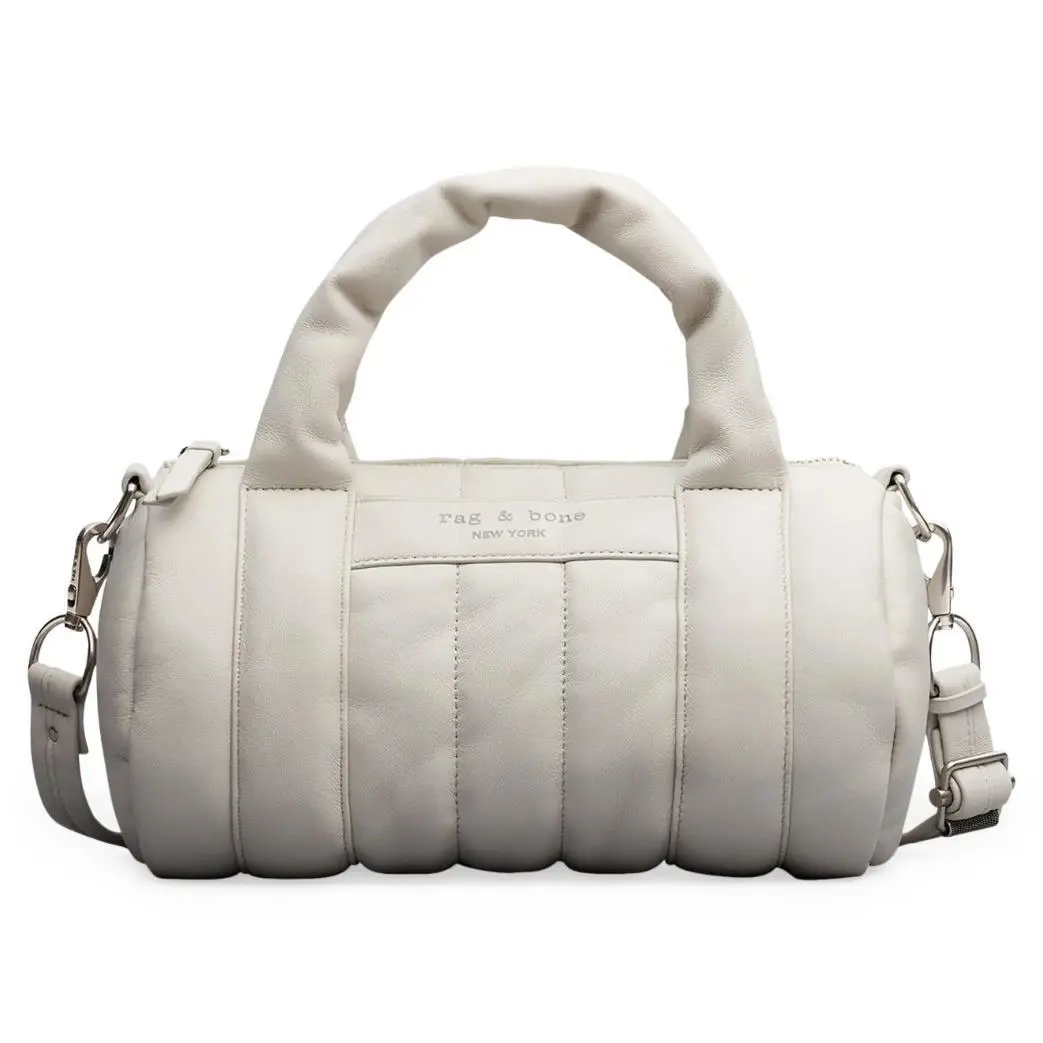 Rag Bone Cloud Duffle Womens Quilted Leather Tote Crossbody Shoulder Bag Cream