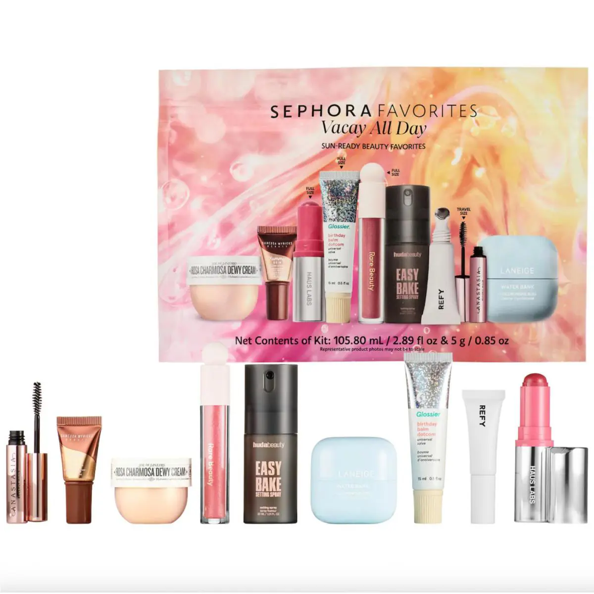 Sephora Favorites Vacay All Day Makeup and Skincare Set 9 Pcs