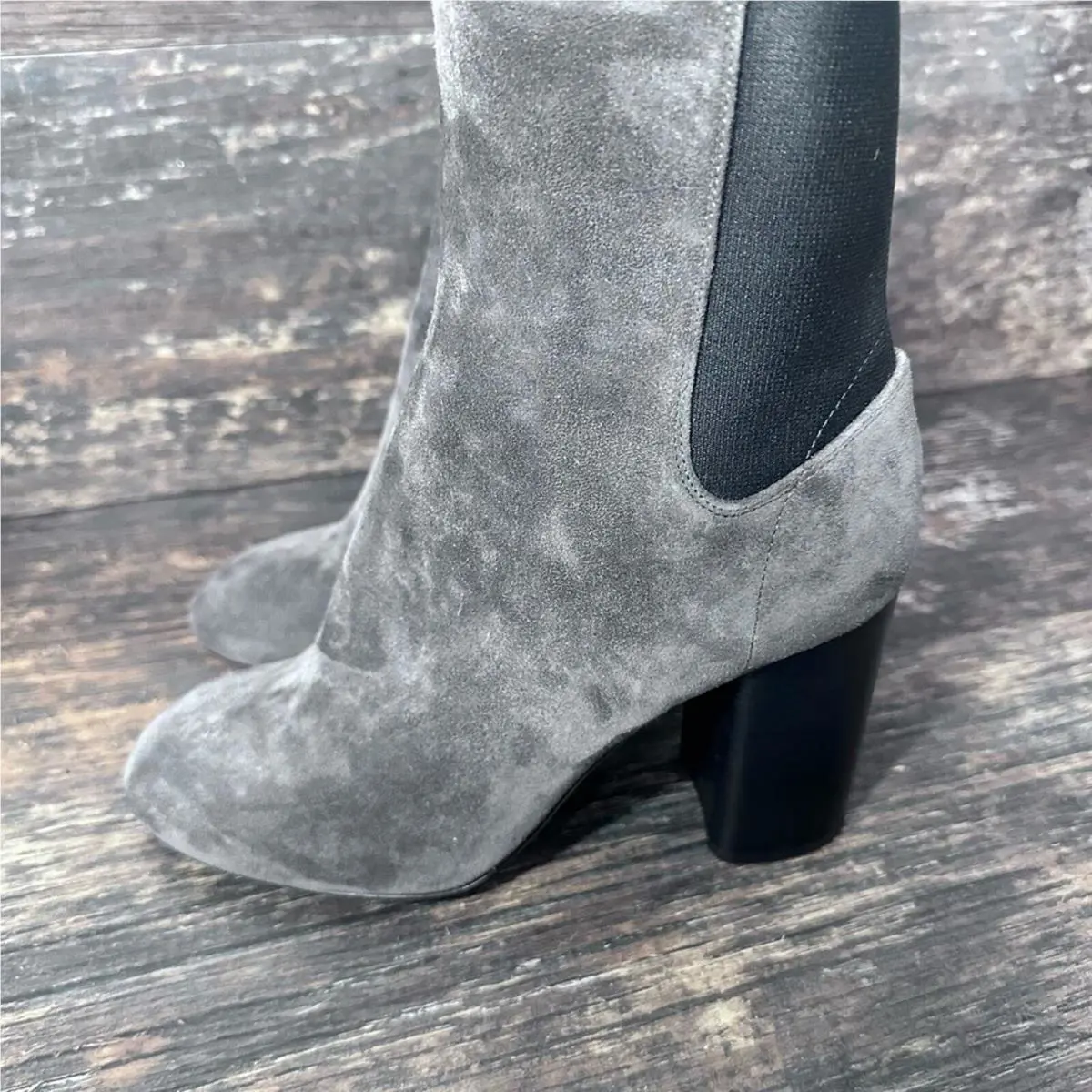 Rag Bone Agnes Boot Suede Gray Black Asphalt Boots Shoes Womens 6.5