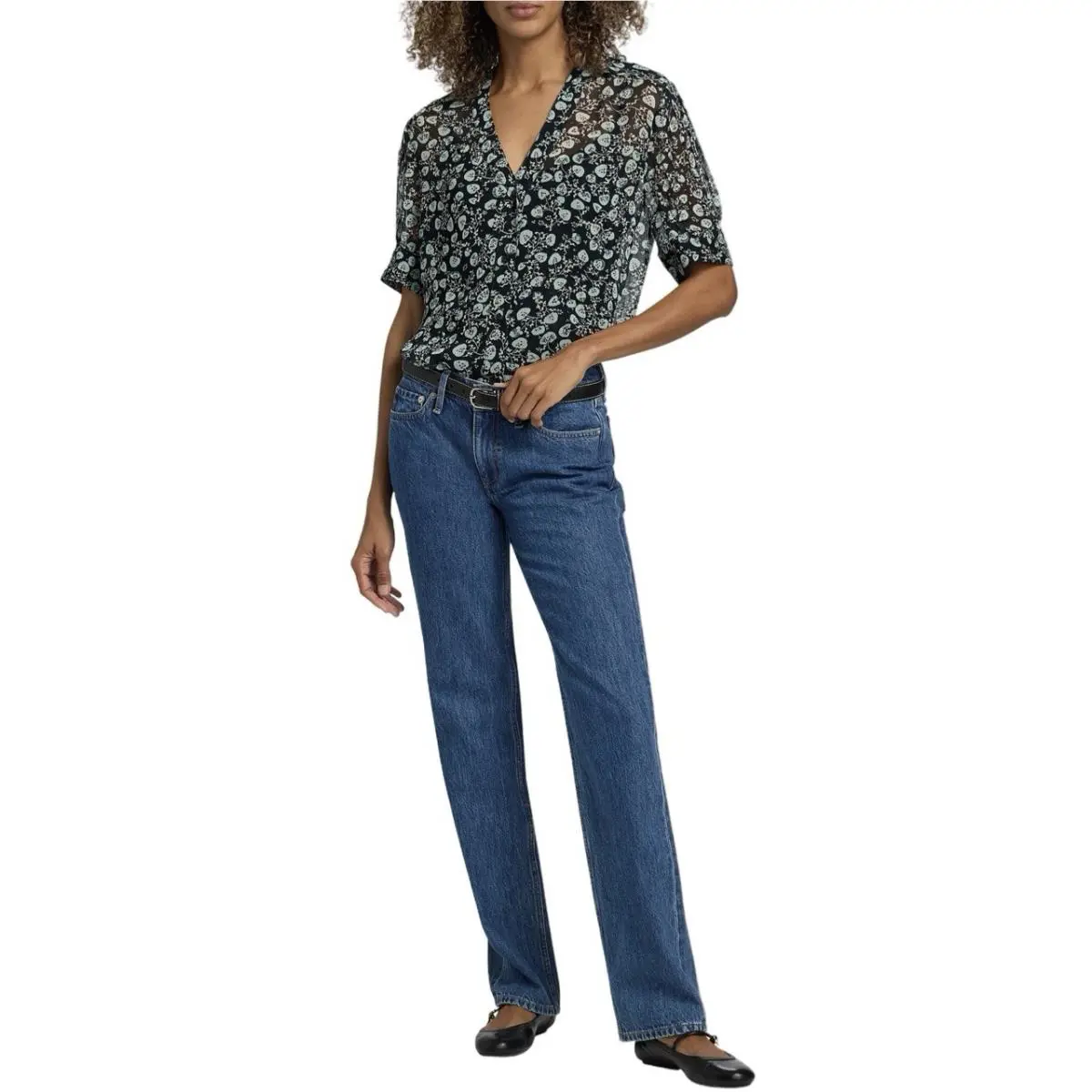 Rag Bone Harlow Mid Rise Straight Stretch Denim Blue Jeans Size 28