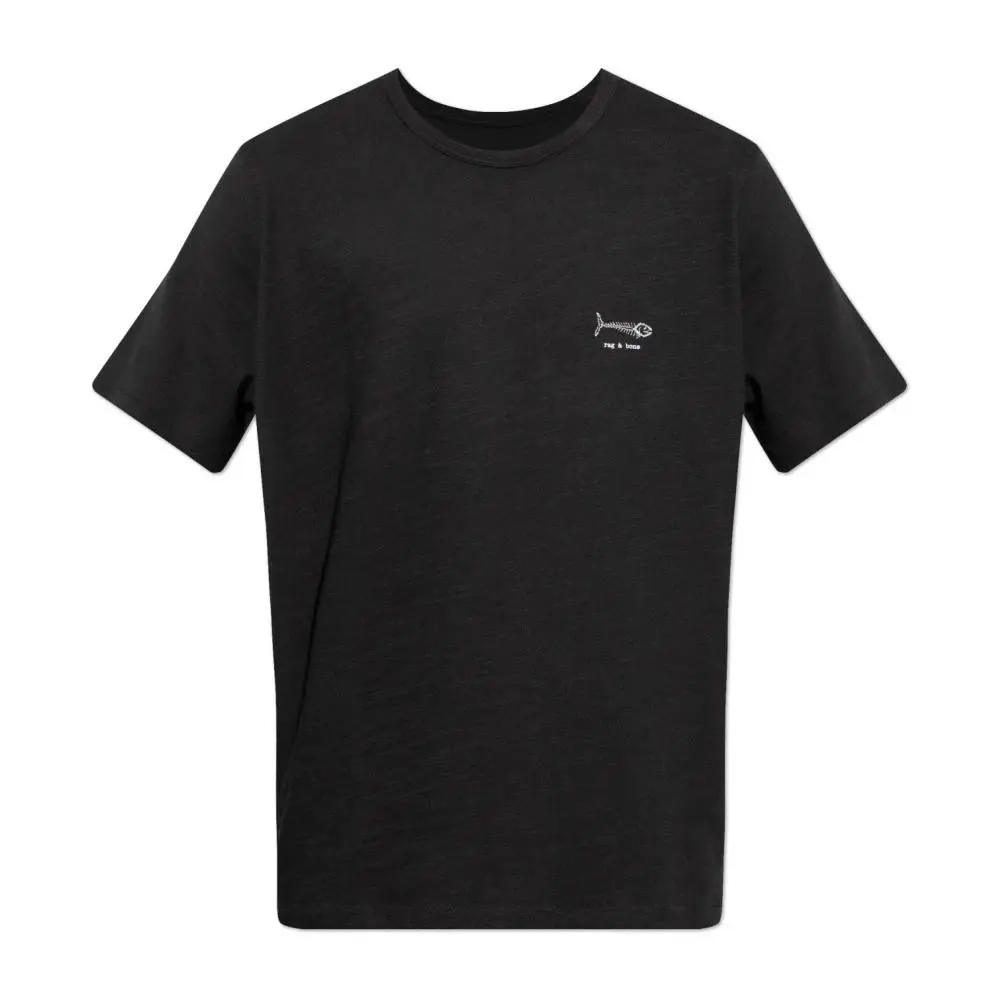 Rag Bone Fish Bone Embroidered Tee Men`s S Black Crewneck Pullover Style S/s
