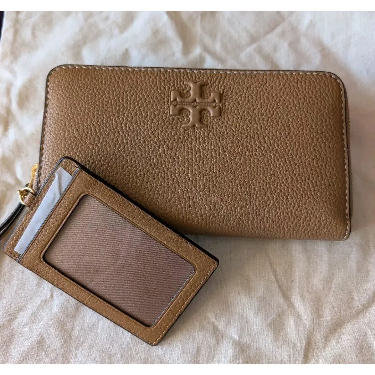 Tory Burch Large Thea Zip Continental Wallet ID Holder Case In Tiramisu