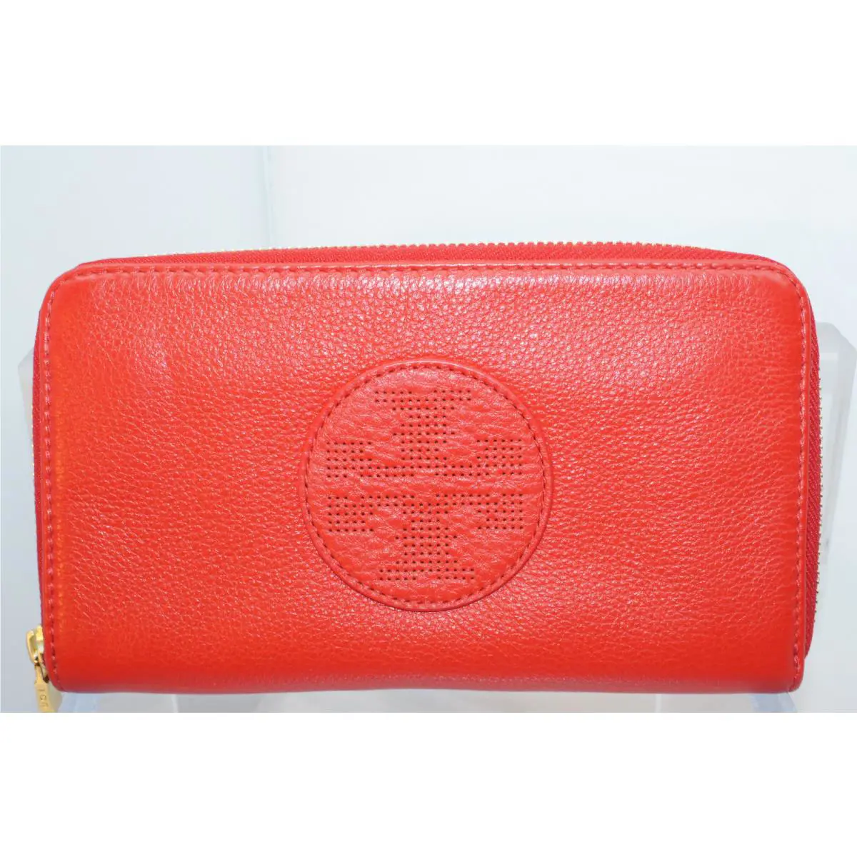 Tory Burch Women`s Wallet Red Continental Clutch Card Holder Kipp Zip