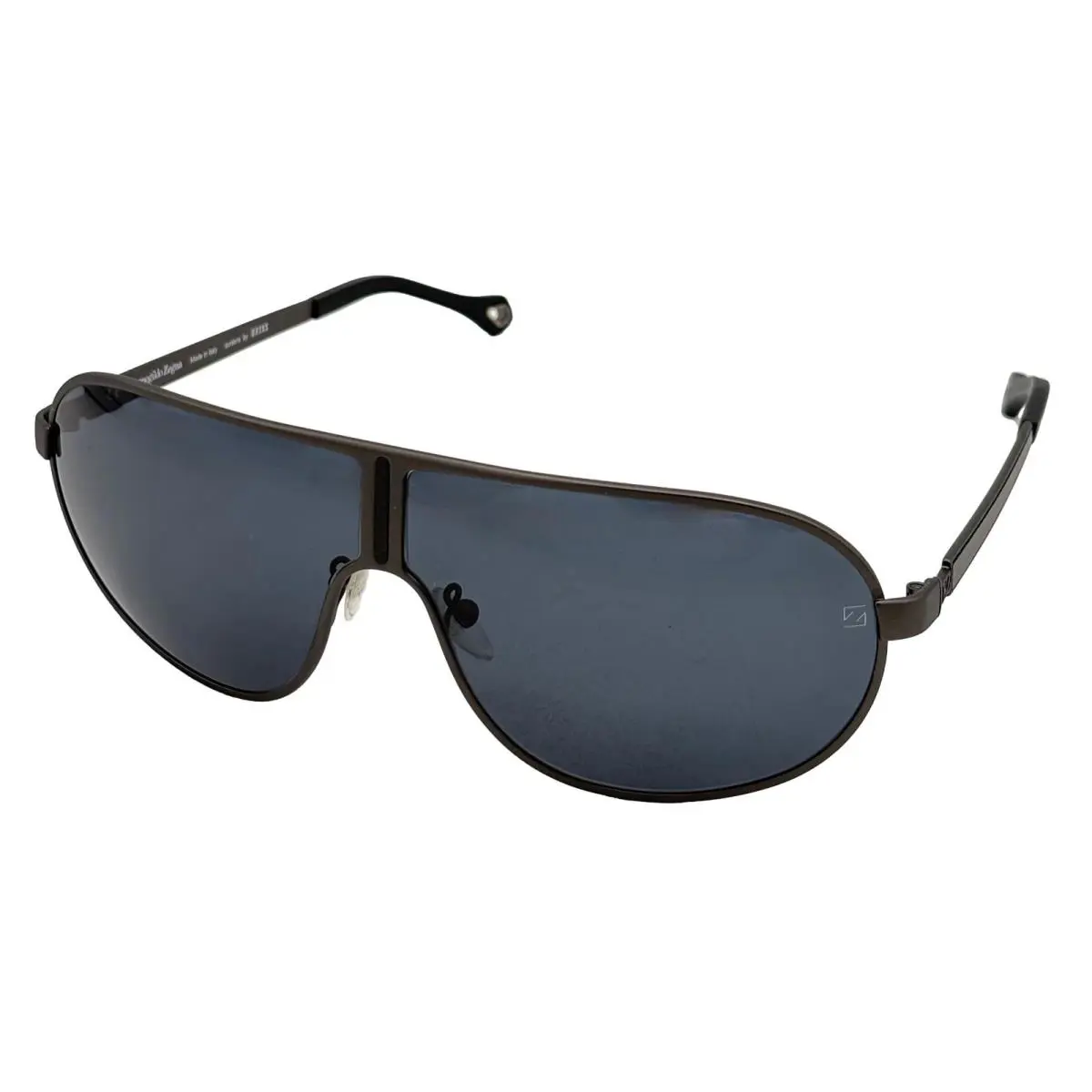 Zegna Men Shiny Gunmetal / Metal Gradient Sunglass Solid Smoke SZ3292 627 by Ermenegildo Zegna