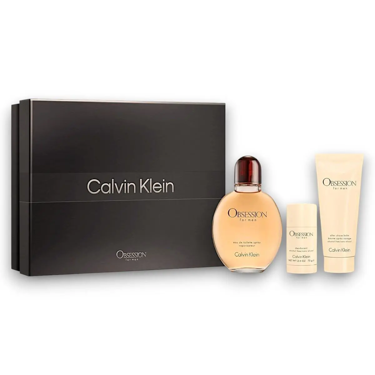 Obsession Calvin Klein Men`s 3 Pcs Gift Set 4.2 Edt + After Shave + Deo