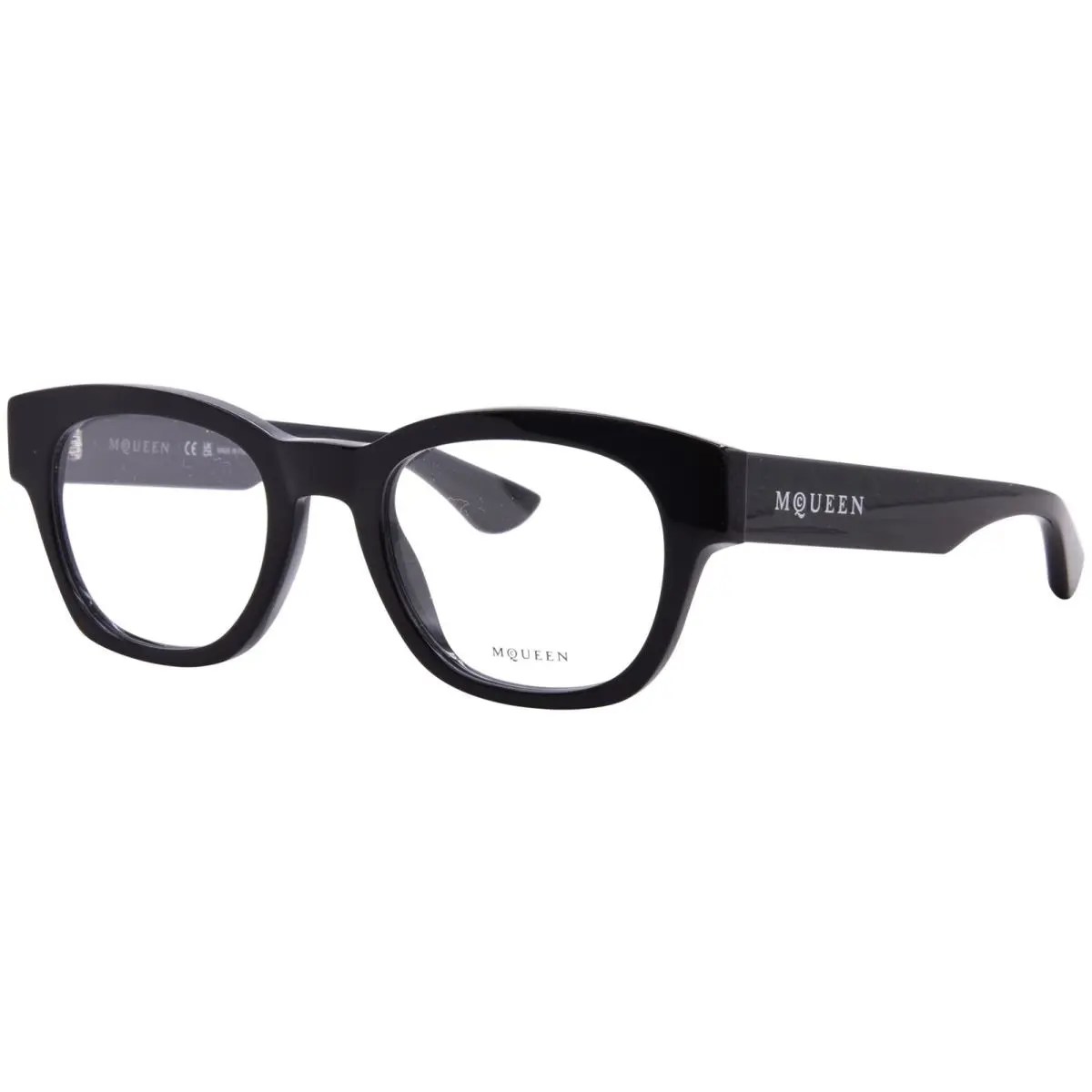 Alexander Mcqueen AM0530O 005 Eyeglasses Men`s Black Full Rim Round Shape 52mm