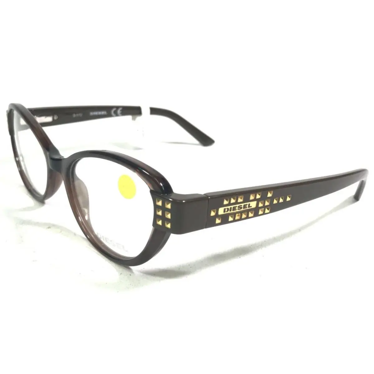 Diesel Eyeglasses Frames DL5011 col.048 Clear Brown Round Gold Studded 51-17-135