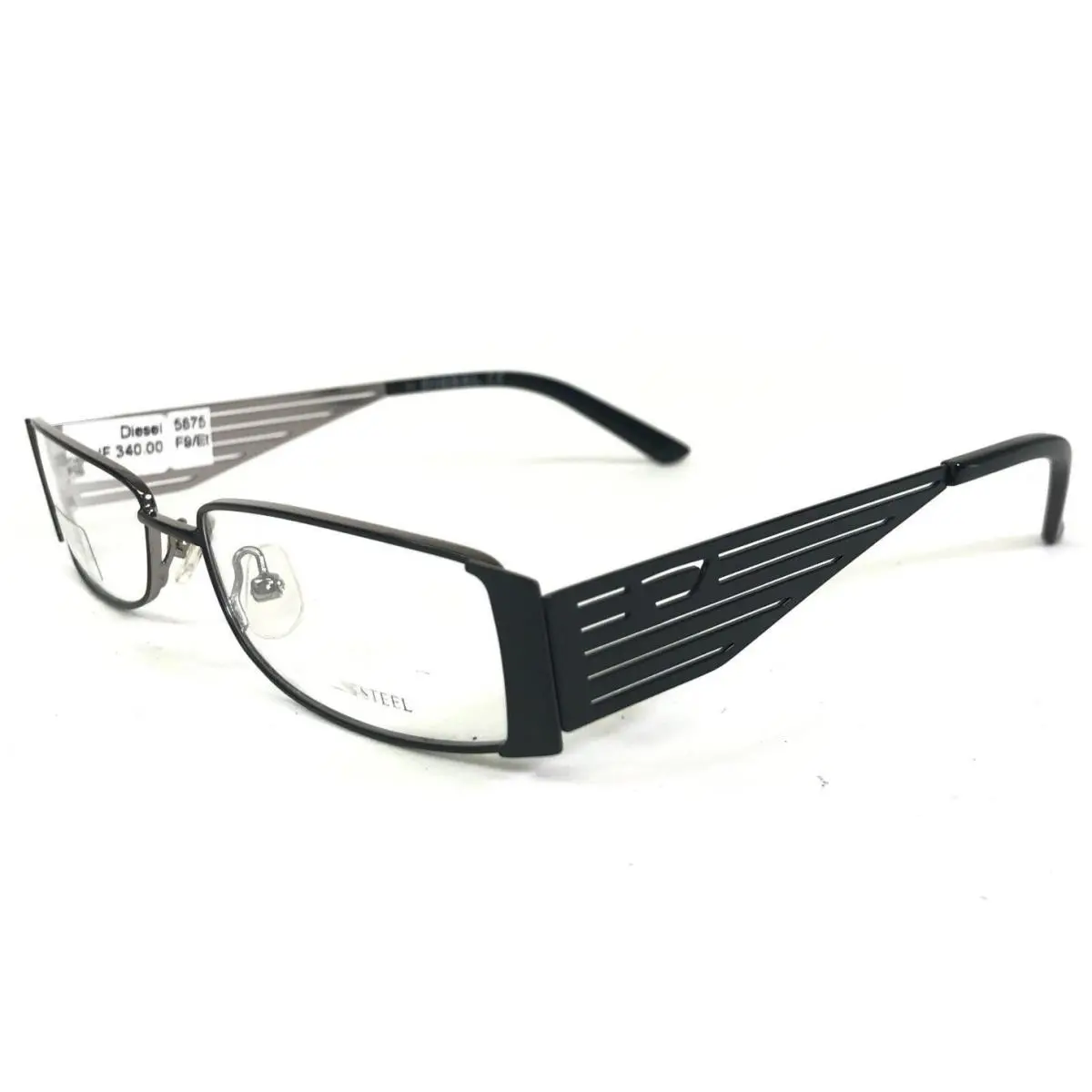 Diesel Eyeglasses Frames DV0127 D8V Black Gray Rectangular Full Rim 52-15-140