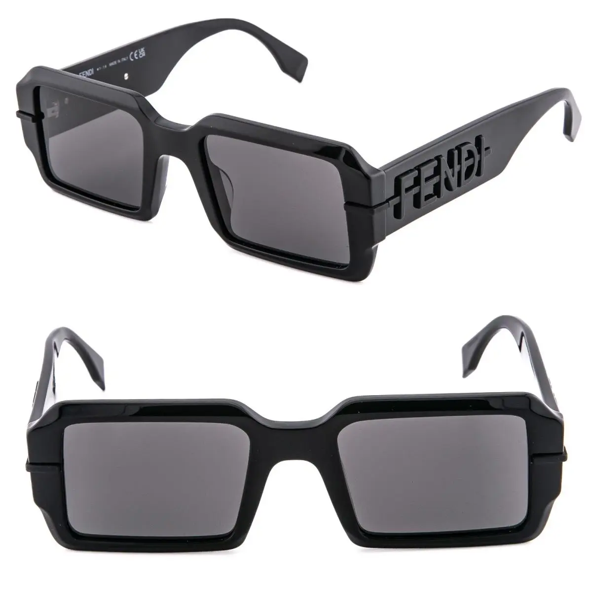 Fendi Fendigraphy Hobo Logo 40073 Shiny Black Square Bold Sunglass FE40073U 01A