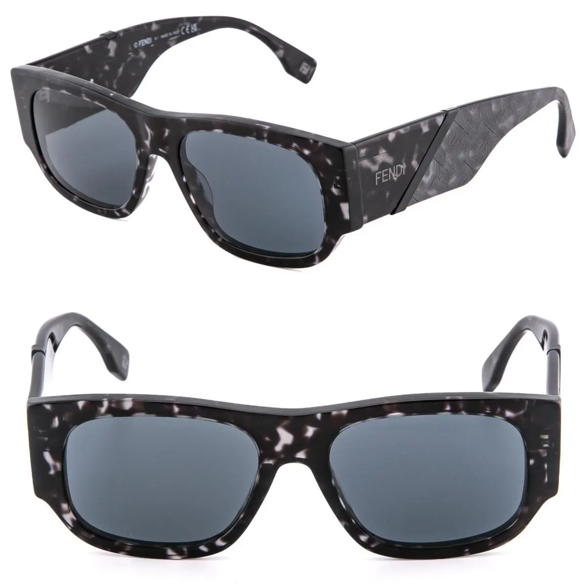 Fendi FE40156I Diagonal FF Logo Print 40156 Gray Tortoise Bold Sunglasses 55A