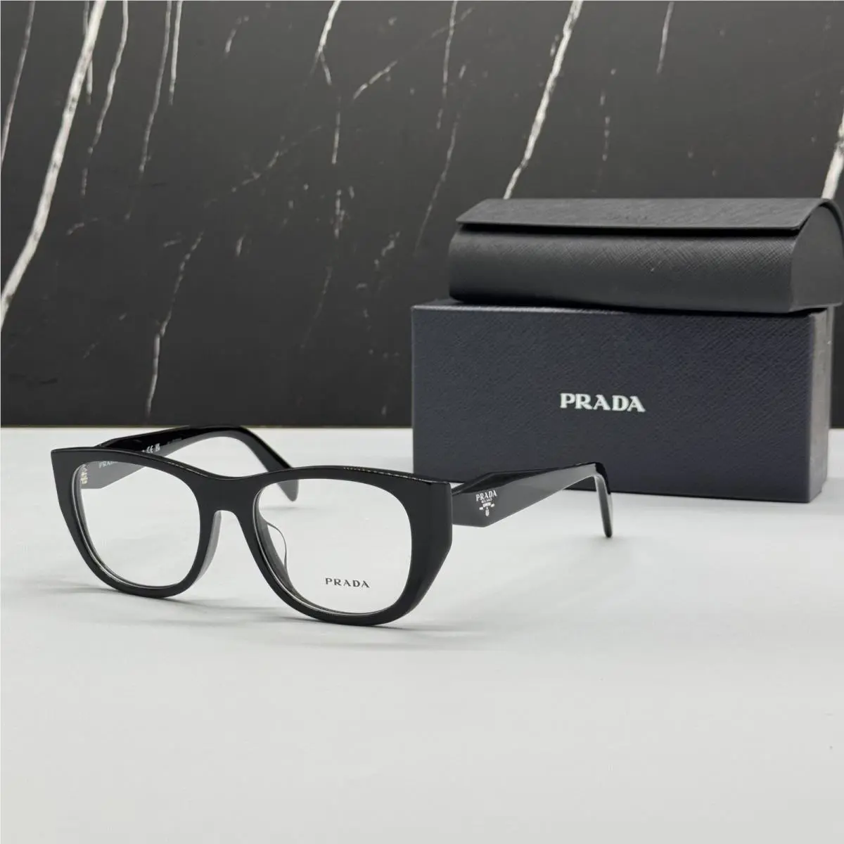 Prada PRA18VF 16K1O1 Eyeglasses PR A18VF 16K1O1 Black Women Cat Eye Vpr A18V